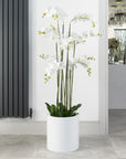 Artificial Floor Standing Orchid In White Pot