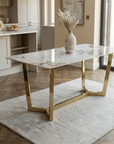 Astbury White Sintered Stone Dining Table with 4 or 6 Black Dining Chairs