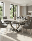 Bowden Marble Dining Table with 4 or 6 Dining Chairs