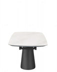Lusso White Ceramic Marble Extending Dining Table with 6 or 8 White Boucle Dining Chairs
