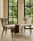 Lusso Round 120cm Marble and Walnut Dining Table with 4 Taupe Dining Chairs