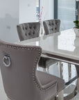White Marble Dining Table with 4 or 6 Dining Chairs