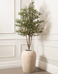 Artificial Olive Tree in Travertine Stone Planter