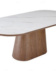 Lusso Oval Marble and Walnut Dining Table with 4 or 6 Boucle Dining Chairs