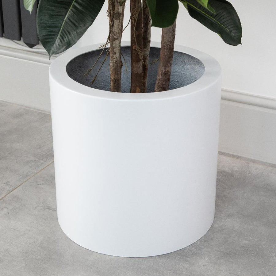 Artificial Ficus Elastica Rubber Tree in White Round Planter