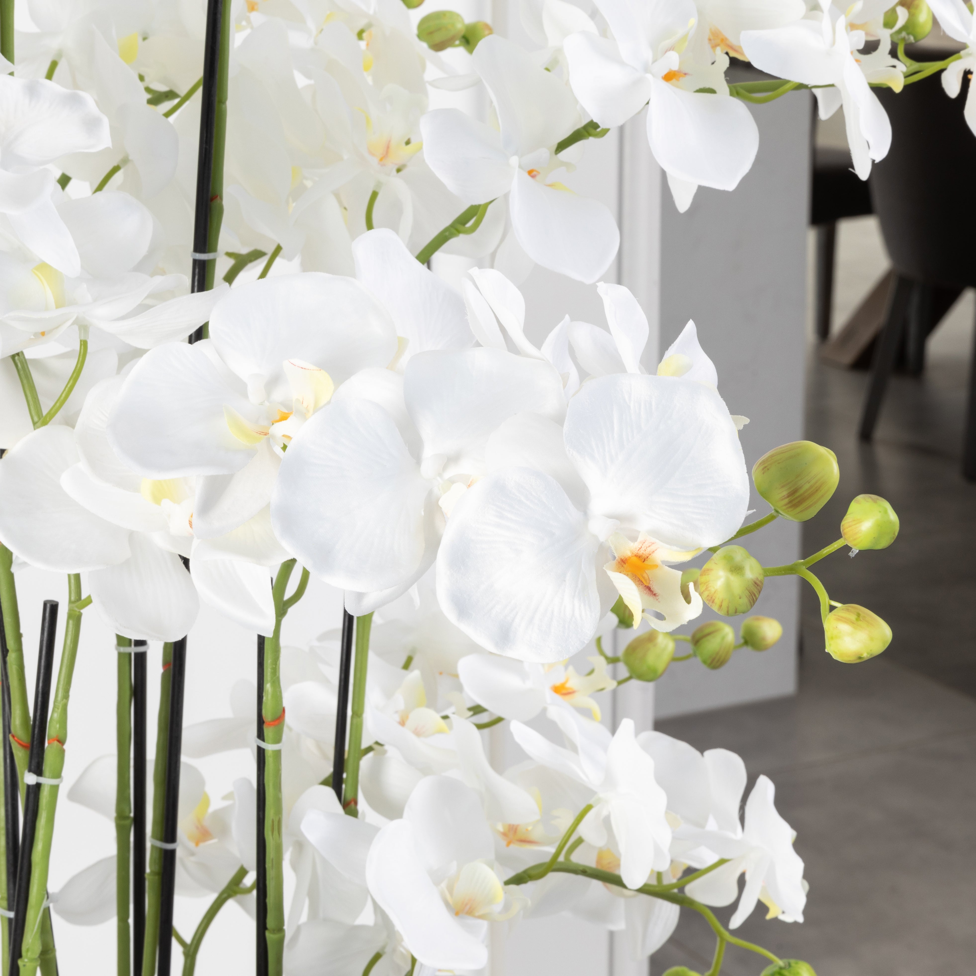 Artificial Floor Standing Orchid In White Pot