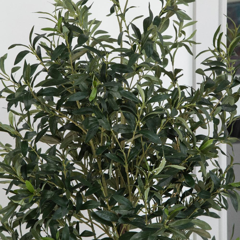 Artificial Olive Tree in White Round Planter