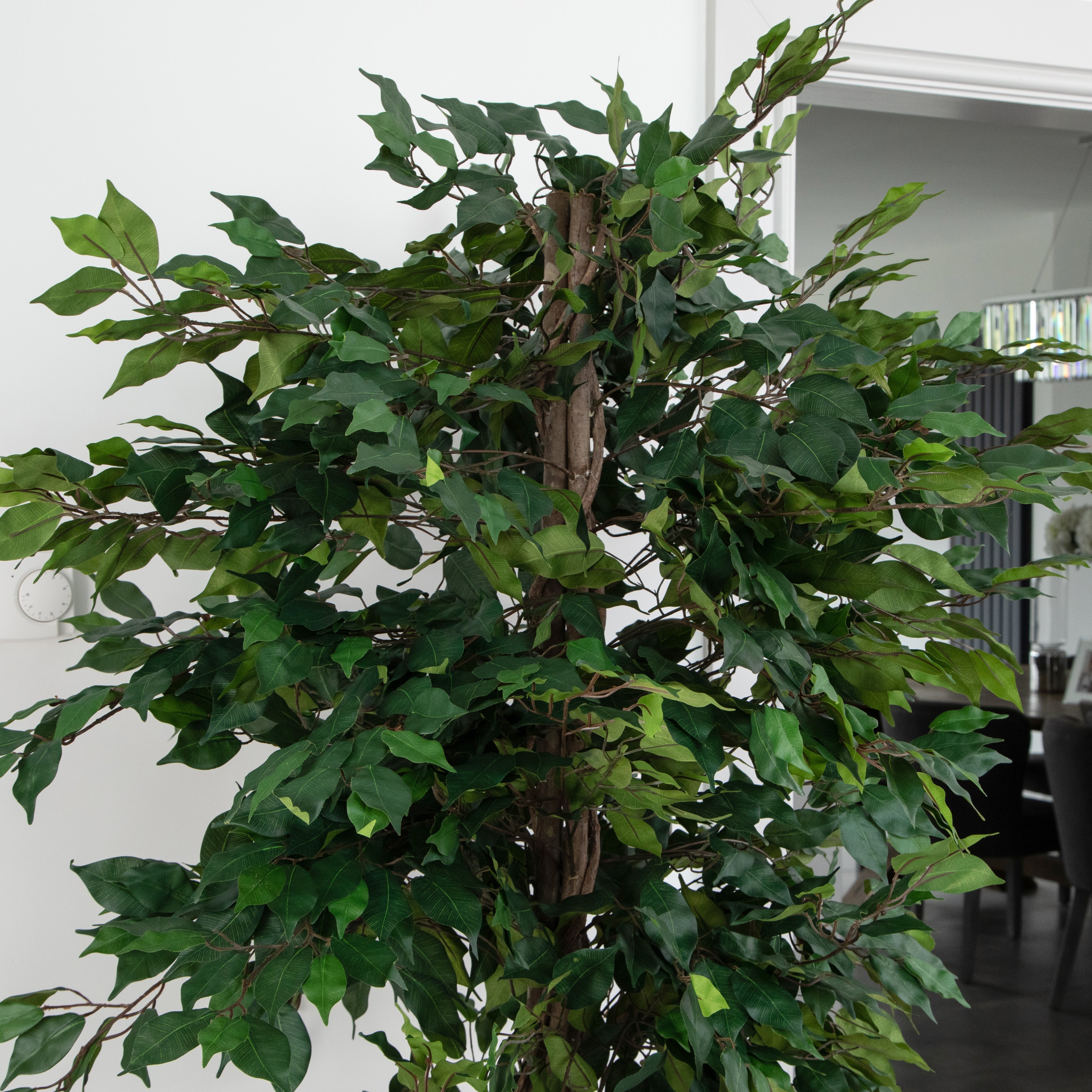 Premium Artificial Ficus Tree in White Round Planter