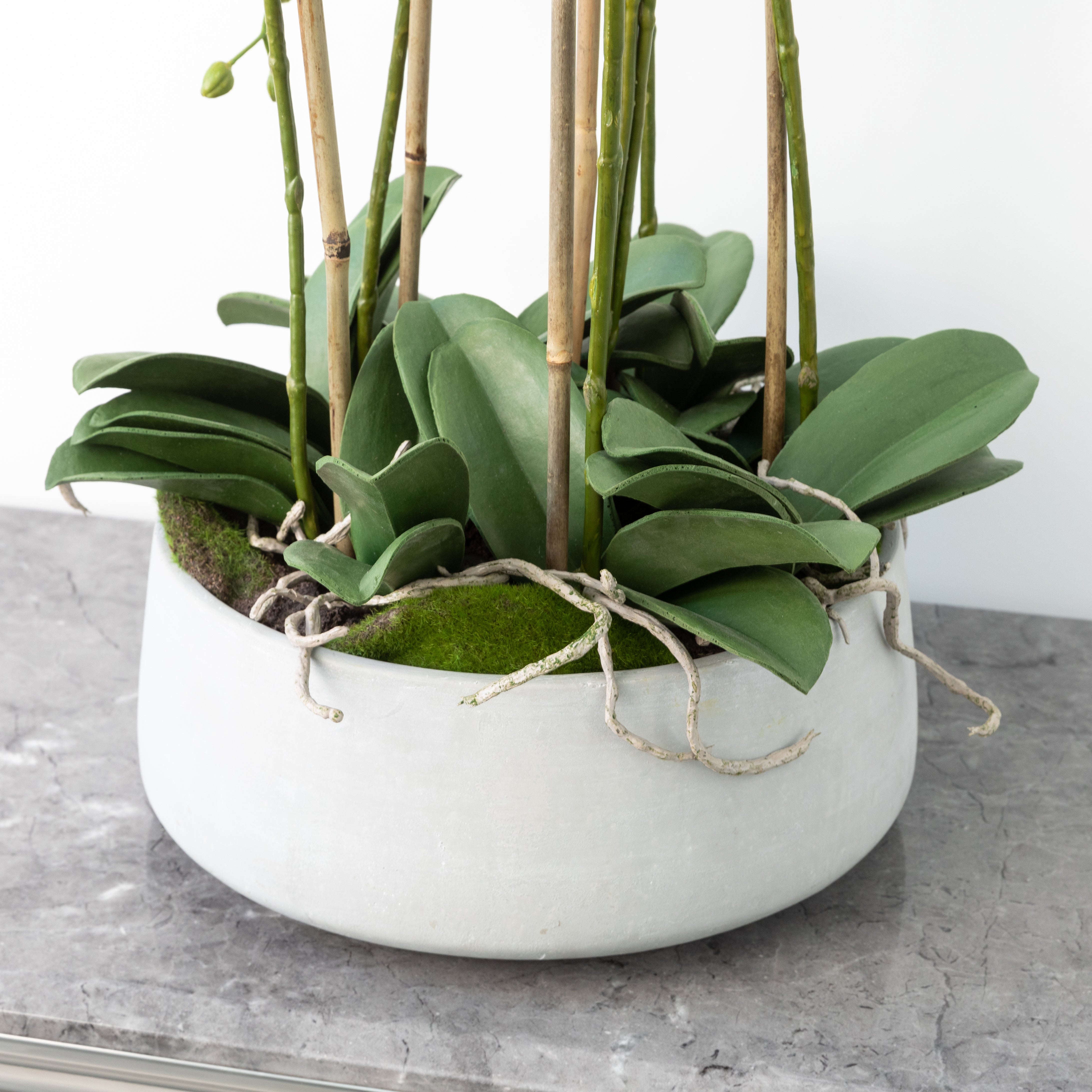 Large Artificial Orchid In Stone Pot