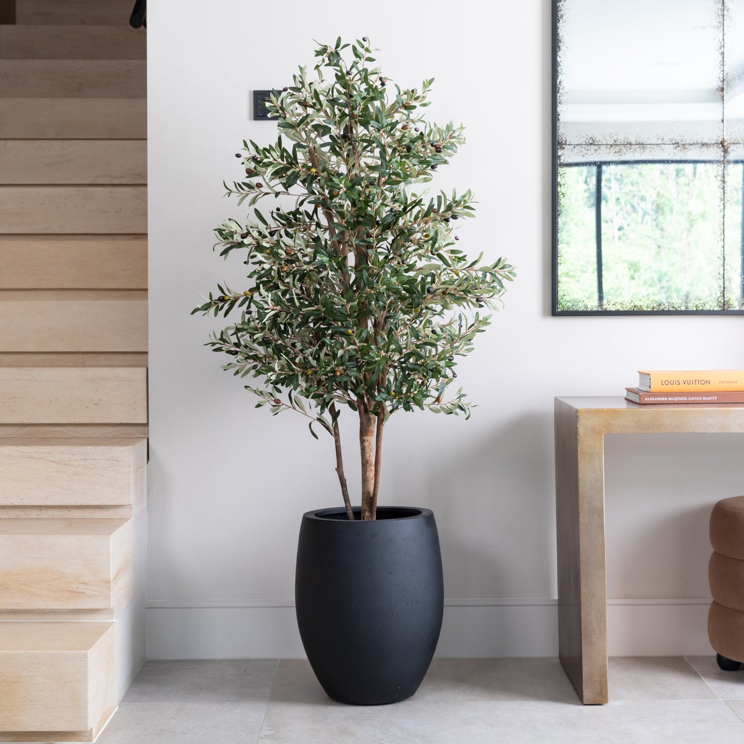 Artificial Olive Tree in Luno Anthracite Planter