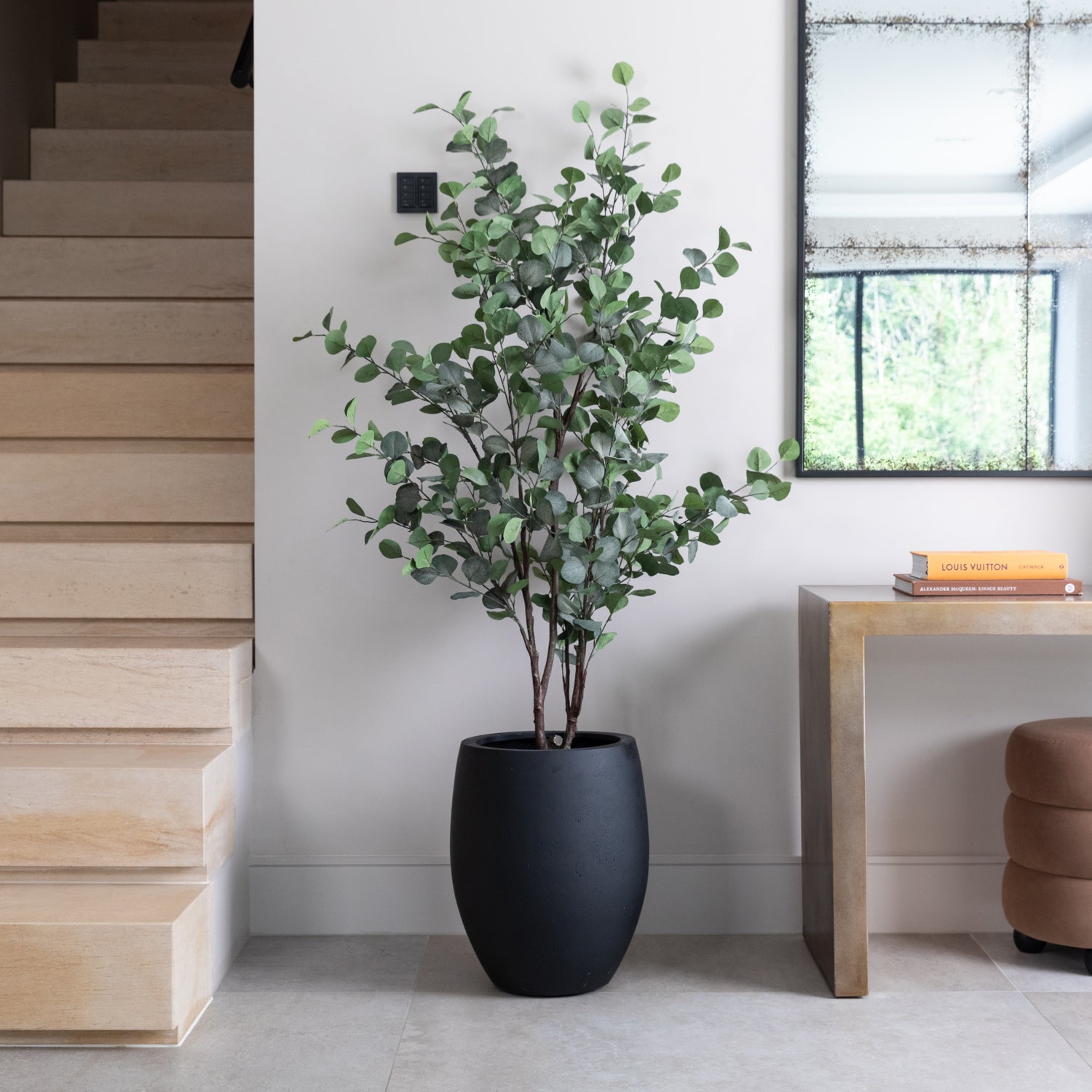 Artificial Eucalyptus Tree in Luno Anthracite Planter