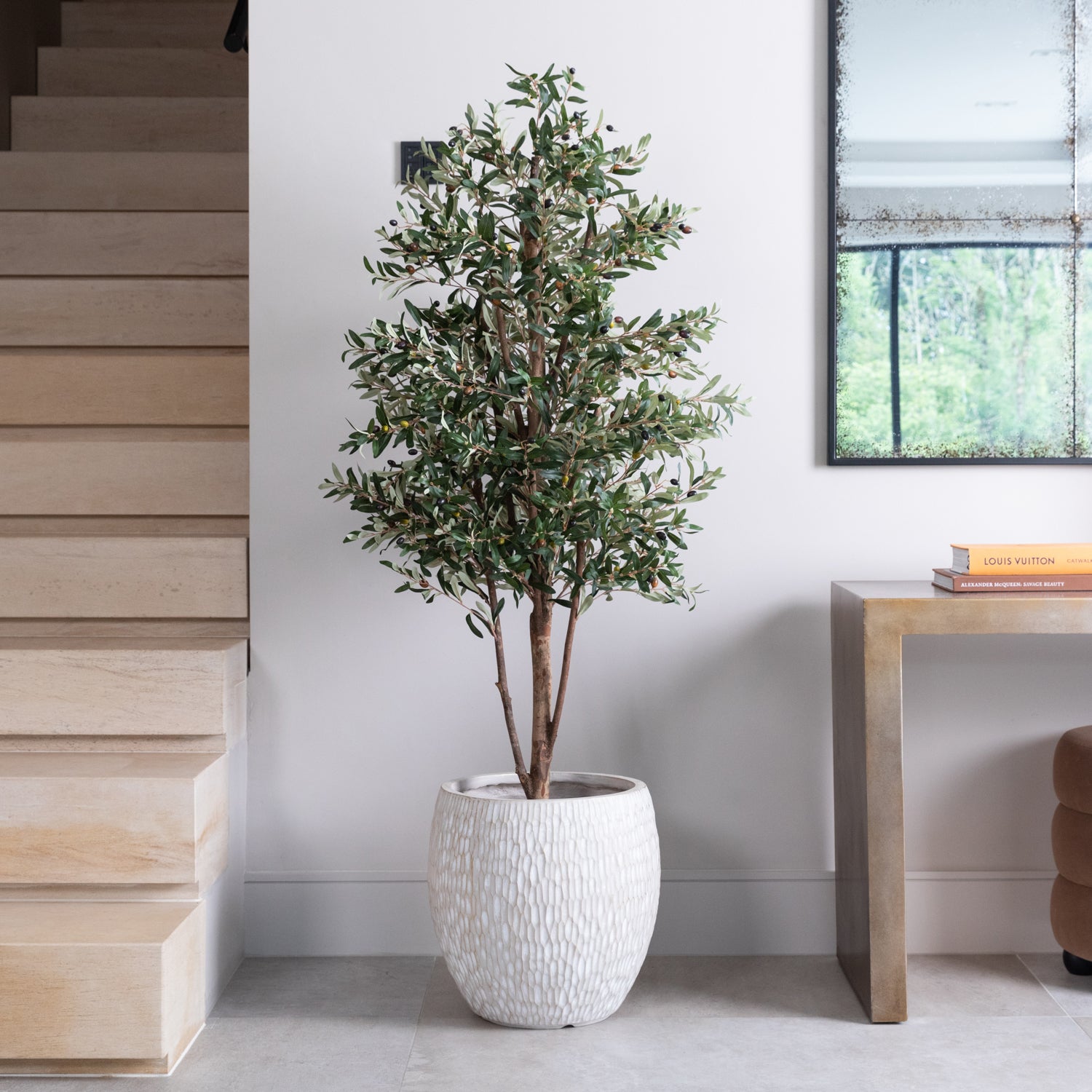 Artificial Olive Tree in Luno Beige Planter