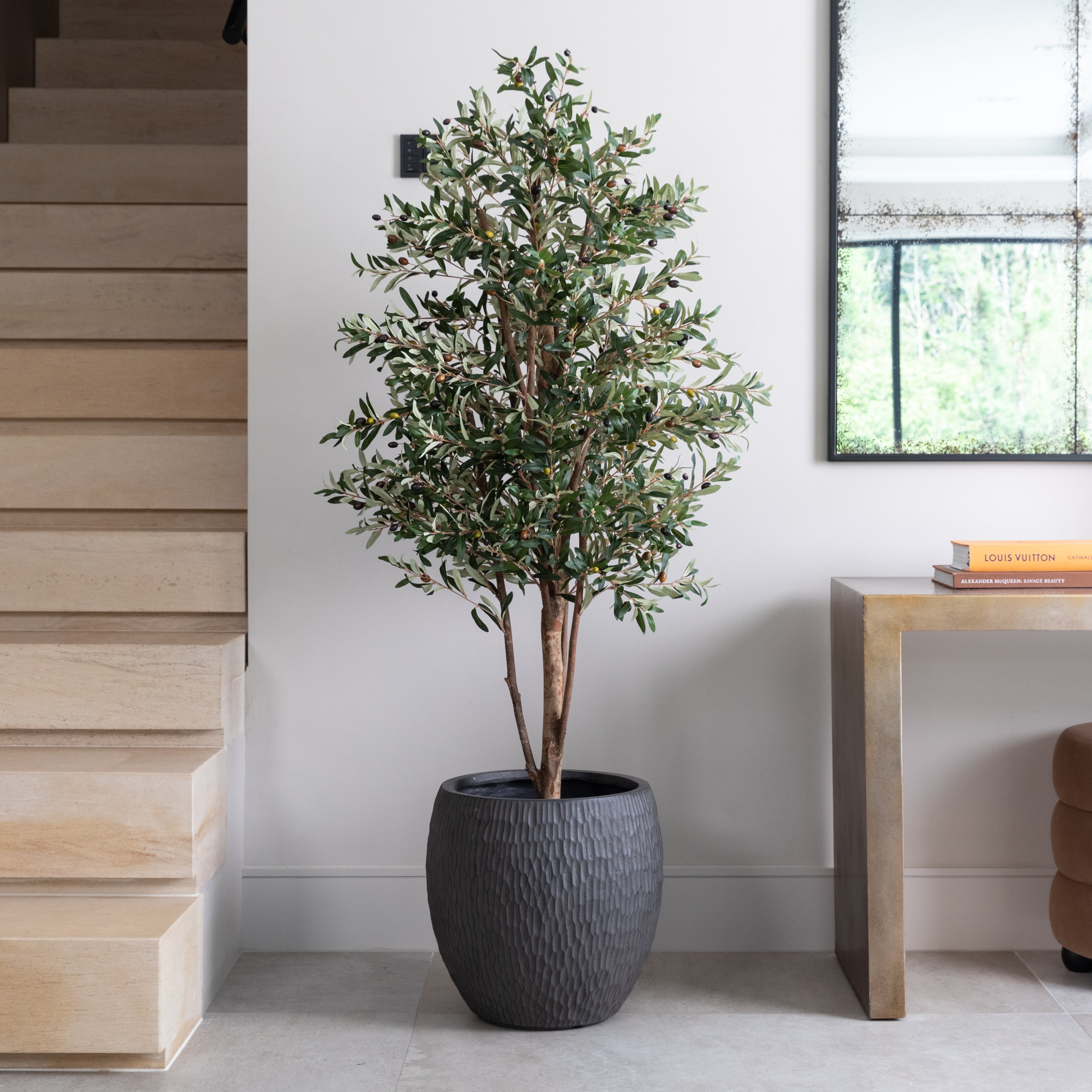 Artificial Olive Tree in Luno Anthracite Planter