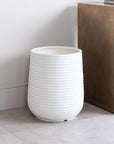 Artificial Eucalyptus Tree in White Ribbed Planter
