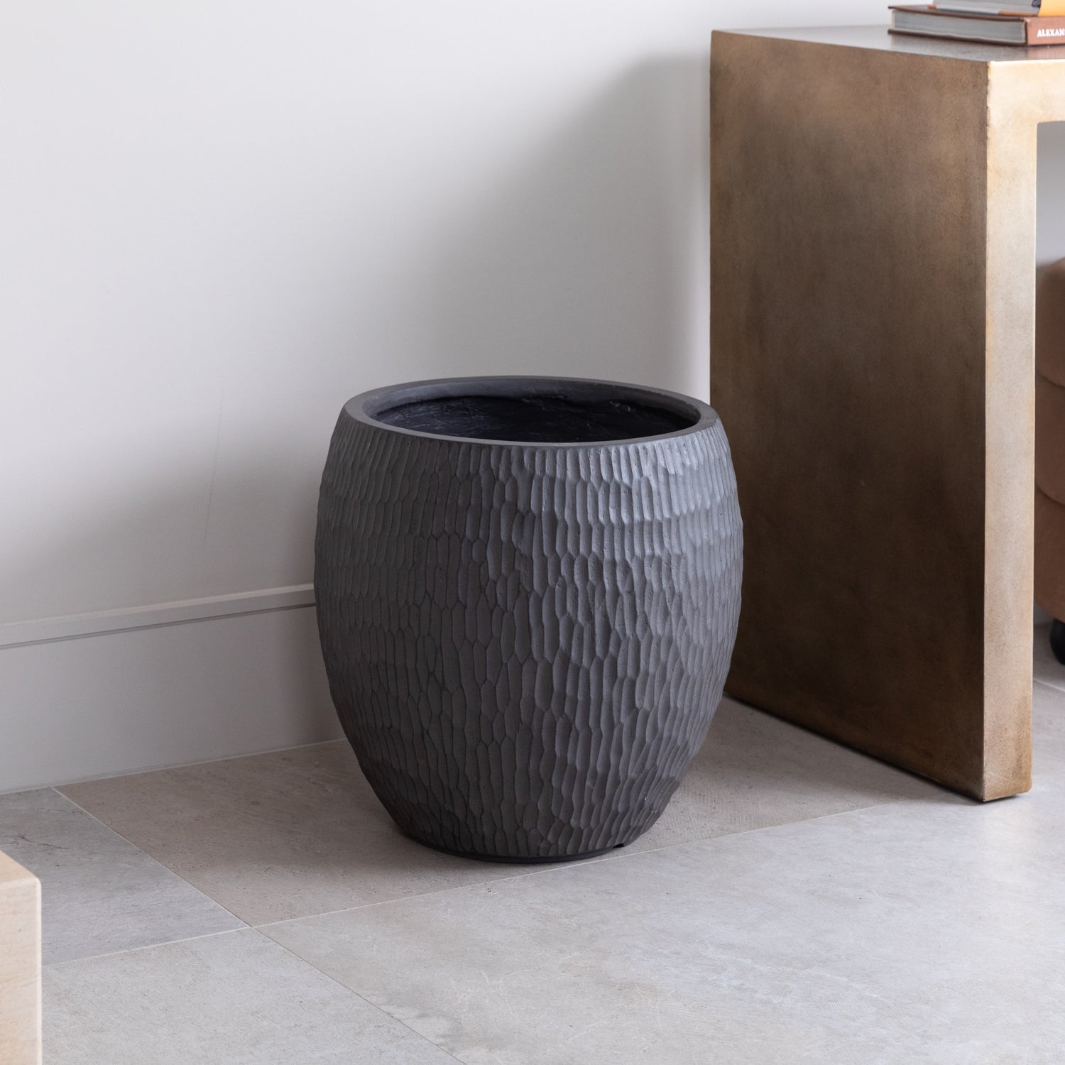 Artificial Eucalyptus Tree in Luno Anthracite Planter