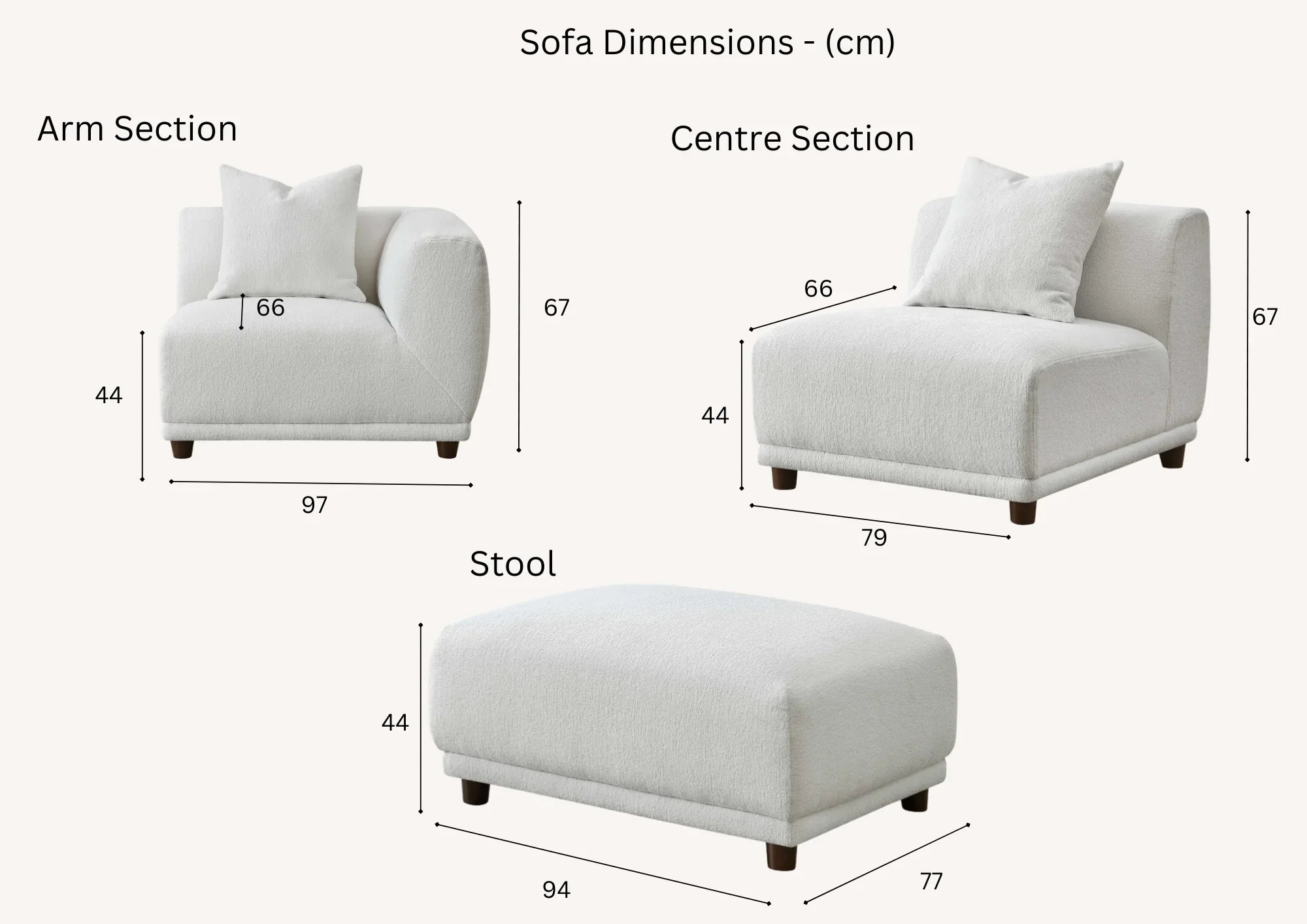 Lusso Modular Corner Group In Polar White Boucle Sofa