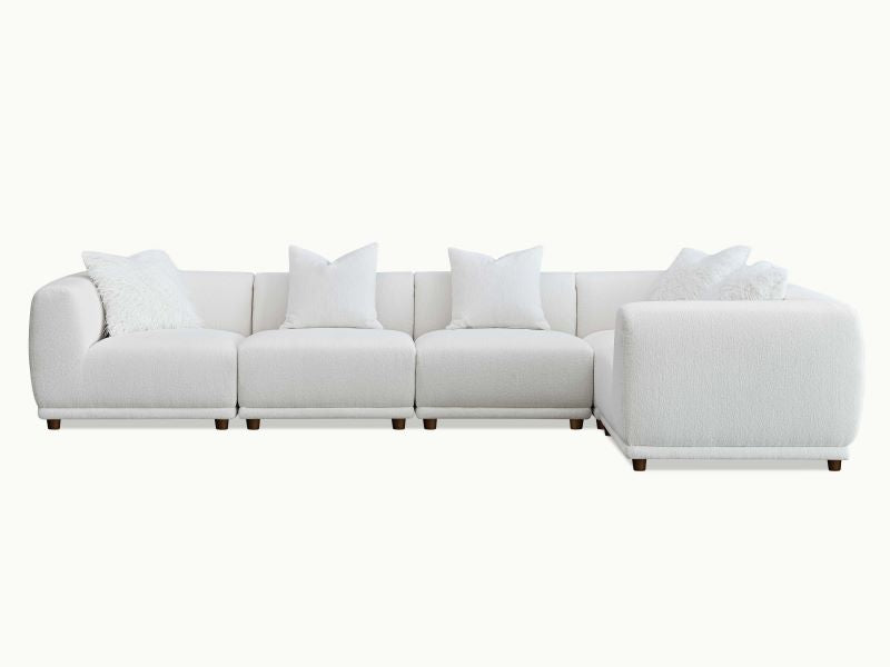 Lusso Modular Corner Group In Polar White Boucle Sofa