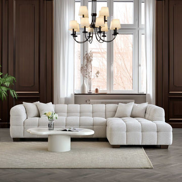 Tribeca Corner Group in Oatmeal Cream Boucle Fabric Sofa RH or LH