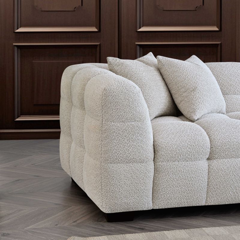 Tribeca Corner Group in Oatmeal Cream Boucle Fabric Sofa RH or LH