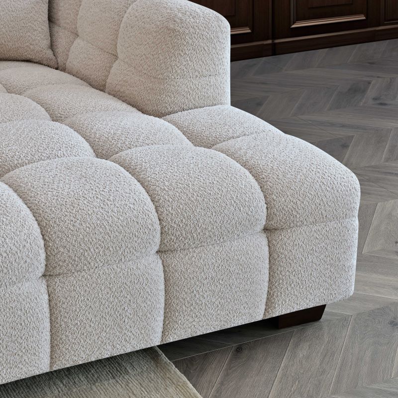 Tribeca Corner Group in Oatmeal Cream Boucle Fabric Sofa RH or LH