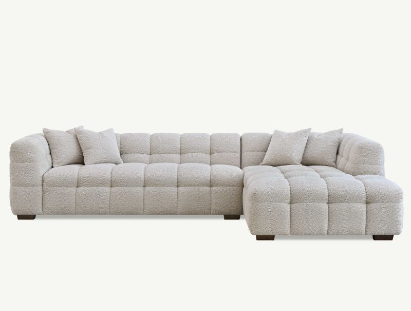 Tribeca Corner Group in Oatmeal Cream Boucle Fabric Sofa RH or LH