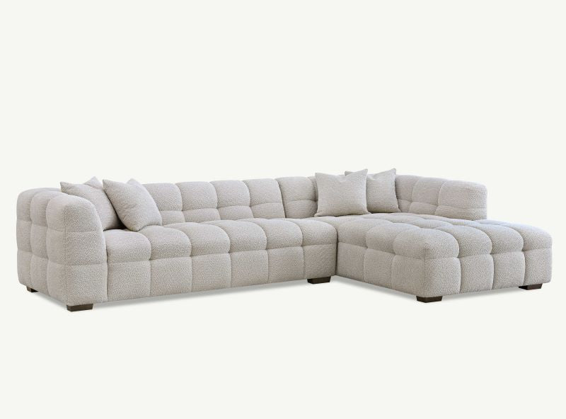 Tribeca Corner Group in Oatmeal Cream Boucle Fabric Sofa RH or LH