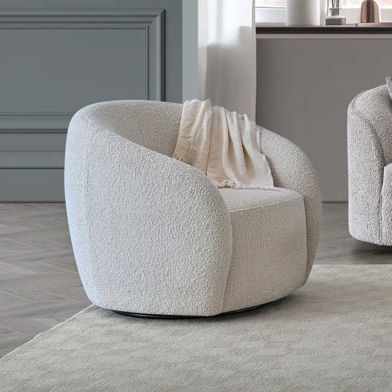 Nolita Latte Boucle Teddy Sofa And Accent Chair