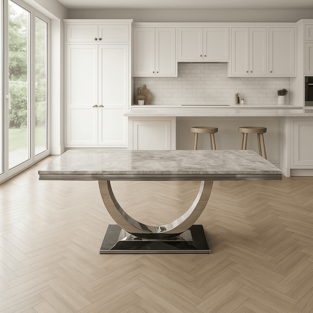 Bowden Marble Dining Table with 4 or 6 Dining Chairs