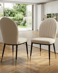Alderley White Sintered Stone Dining Table with 4 or 6 Beige Leather Dining Chairs