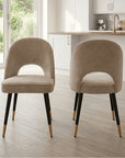 Alderley White Sintered Stone Dining Table with 4 or 6 Beige Velvet Dining Chairs
