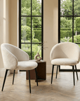 Lusso Ceramic Marble Extending Dining Table with 6 or 8 White Boucle Dining Chairs