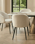 Lusso Ceramic Marble Extending Dining Table with 6 or 8 White Boucle Dining Chairs