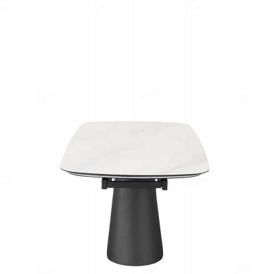 Lusso White Ceramic Marble Extending Dining Table with 6 or 8 White Boucle Dining Chairs