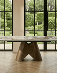 Lusso Ceramic Marble Extending Dining Table with 6 or 8 White Boucle Dining Chairs