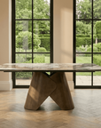 Lusso Ceramic Marble Extending Dining Table with 6 or 8 White Boucle Dining Chairs