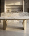 Lusso Ceramic Marble Extending Dining Table with 8 or 10 Champagne Dining Chairs