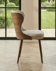 Lusso Round 120cm Marble and Walnut Dining Table with 4 Taupe Dining Chairs