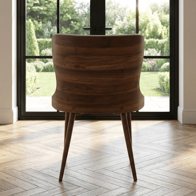 Lusso Round 120cm Marble and Walnut Dining Table with 4 Taupe Dining Chairs