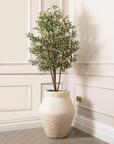 Artificial Olive Tree in Fleuri Travertine Stone Planter