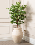 Artificial Ficus Tree in Fleuri Travertine Stone Planter