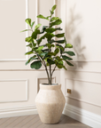 Artificial Fiddle Fig Tree in Fleuri Travertine Stone Planter
