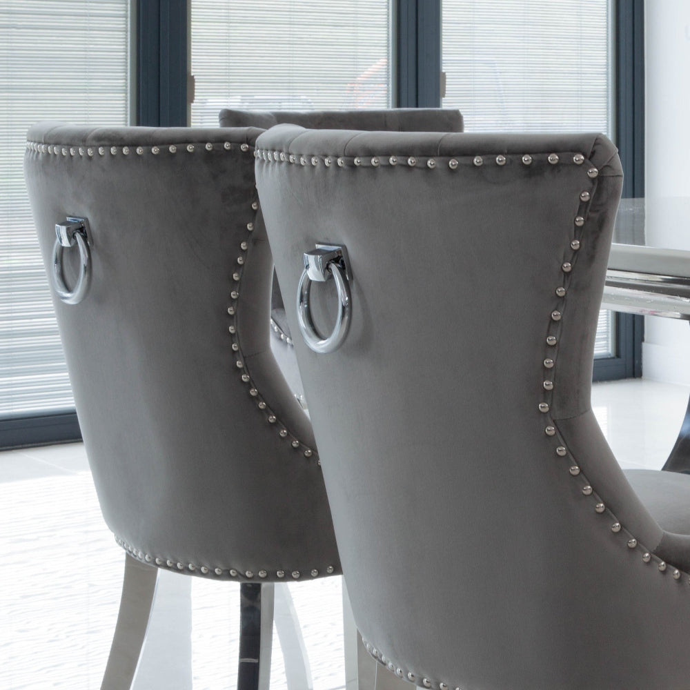 Bowden Marble Dining Table with 4 or 6 Dining Chairs