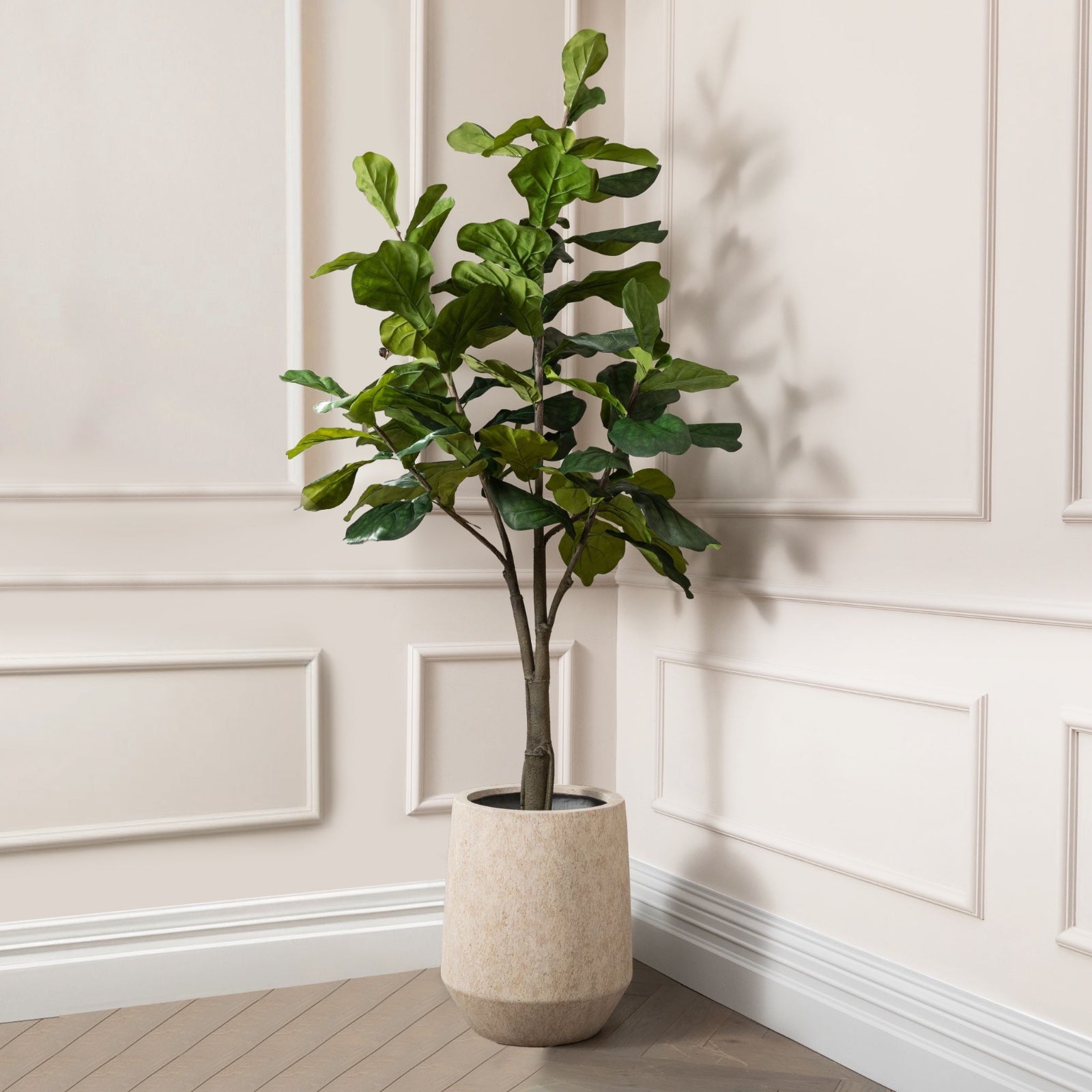 Artificial Fiddle Fig Tree in Harith Travertine Stone Planter
