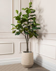 Artificial Fiddle Fig Tree in Harith Travertine Stone Planter