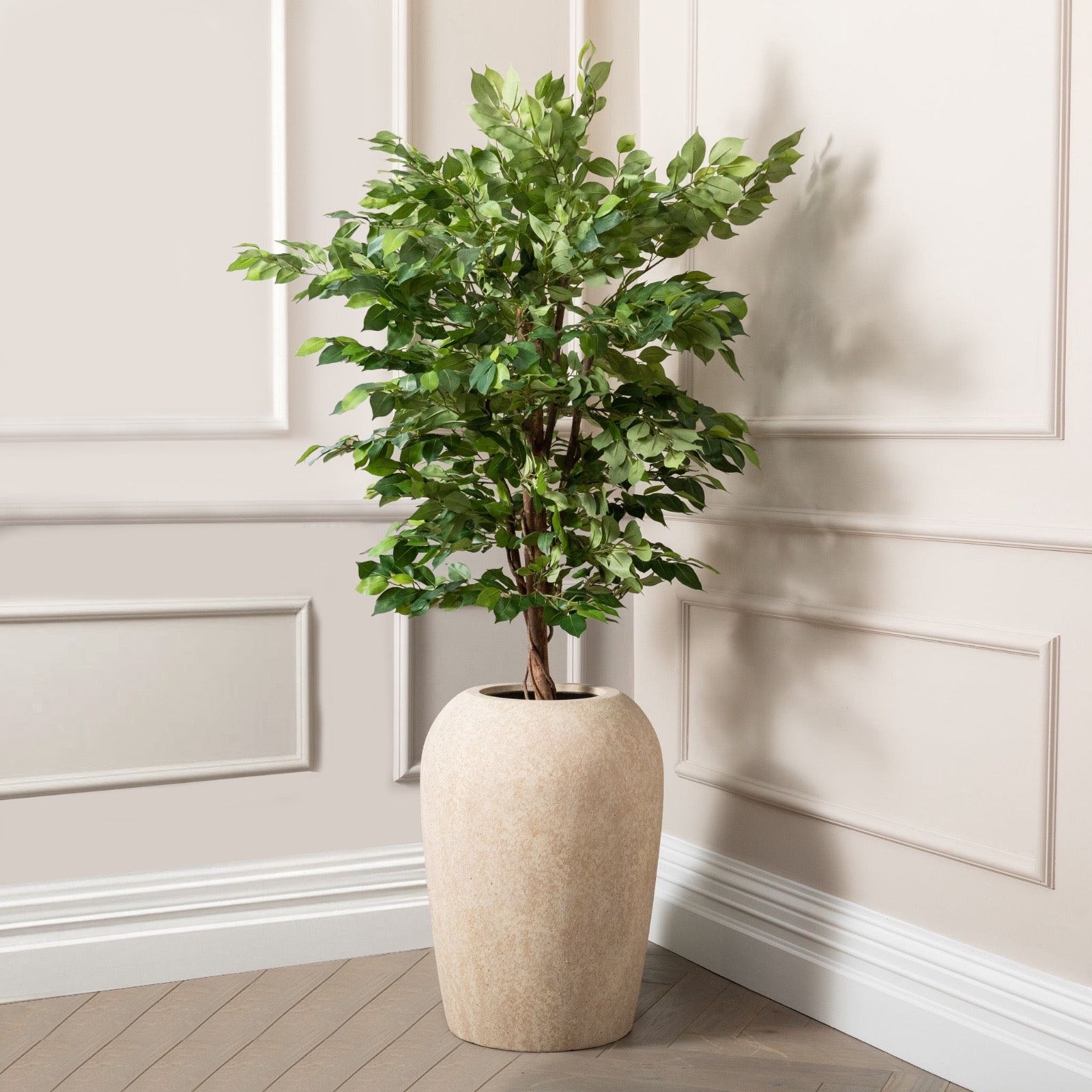 Artificial Ficus Tree in Harith Travertine Stone Planter