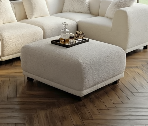 Lusso Modular Corner Group In Polar White Boucle Sofa